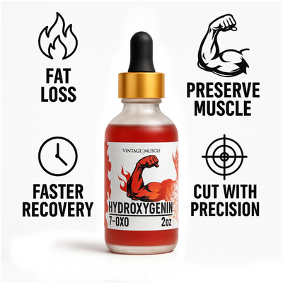 Bottle of Hydroxygenin with promotional text on a white background