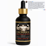 Black bottle with gold cap labeled 'Uronabol' on a white background